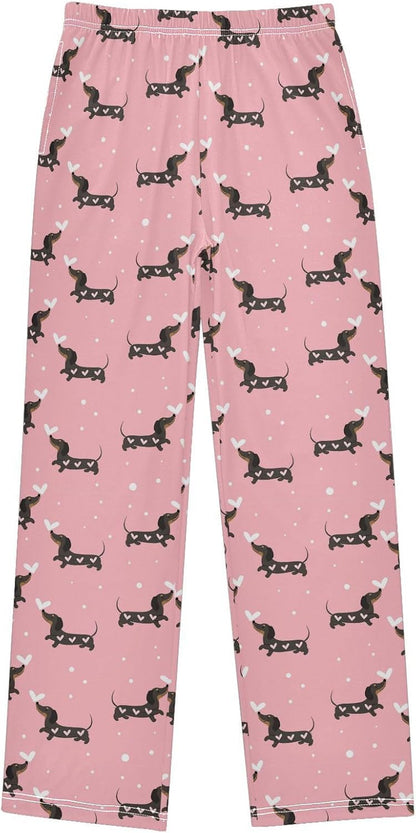 Pajama Pants Dachshund Lounge Pants Soft Pajama Bottoms with Pockets, M